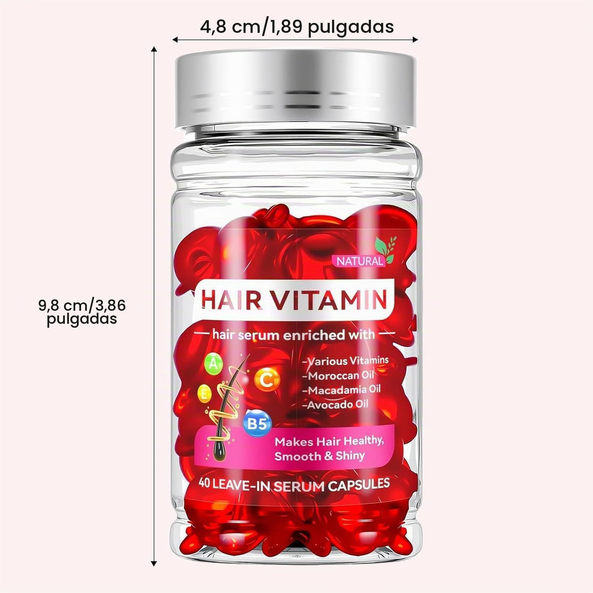 Cápsulas Aceites Nutrición Profunda de Vitamina E para el Cuidado del Cabello con Aceite de Nueces (2 PCS)