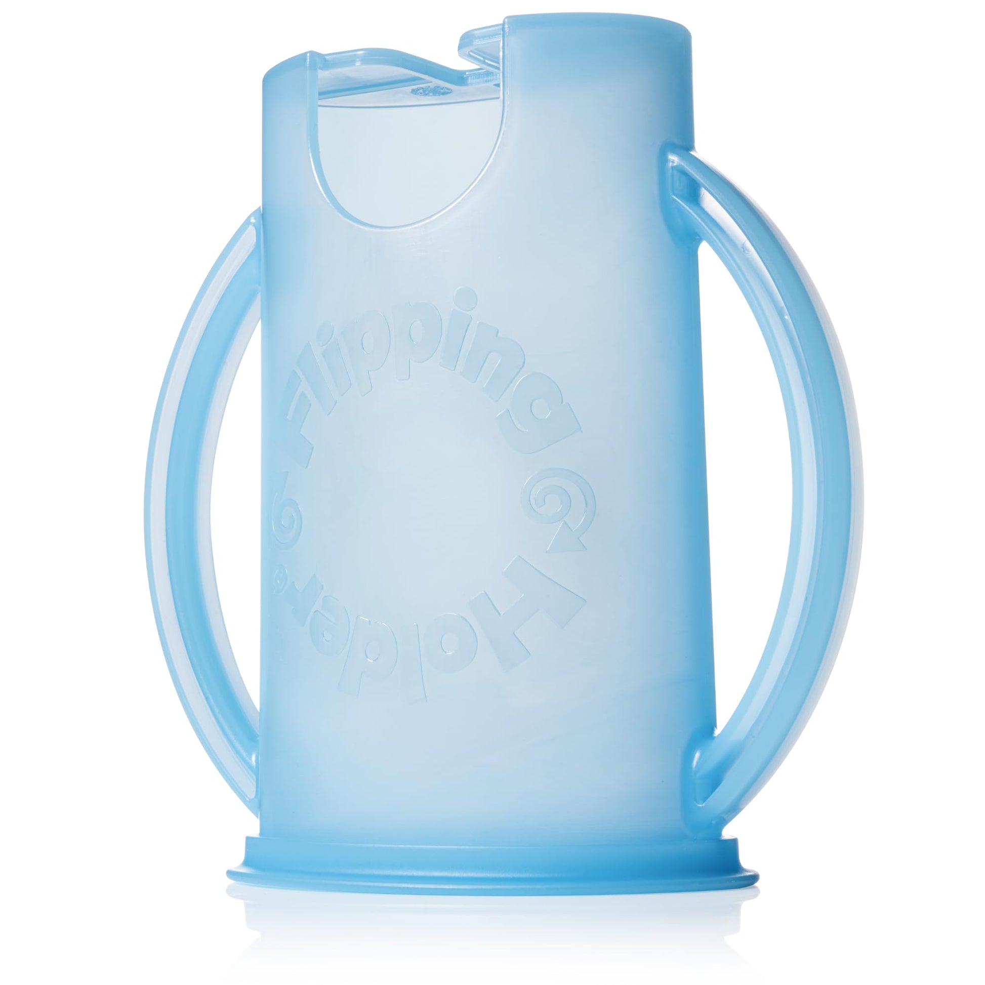 (Aqua blue) - The Flipping Holder, a mess-free food pouch and juice box holder for babies, toddlers, and kids