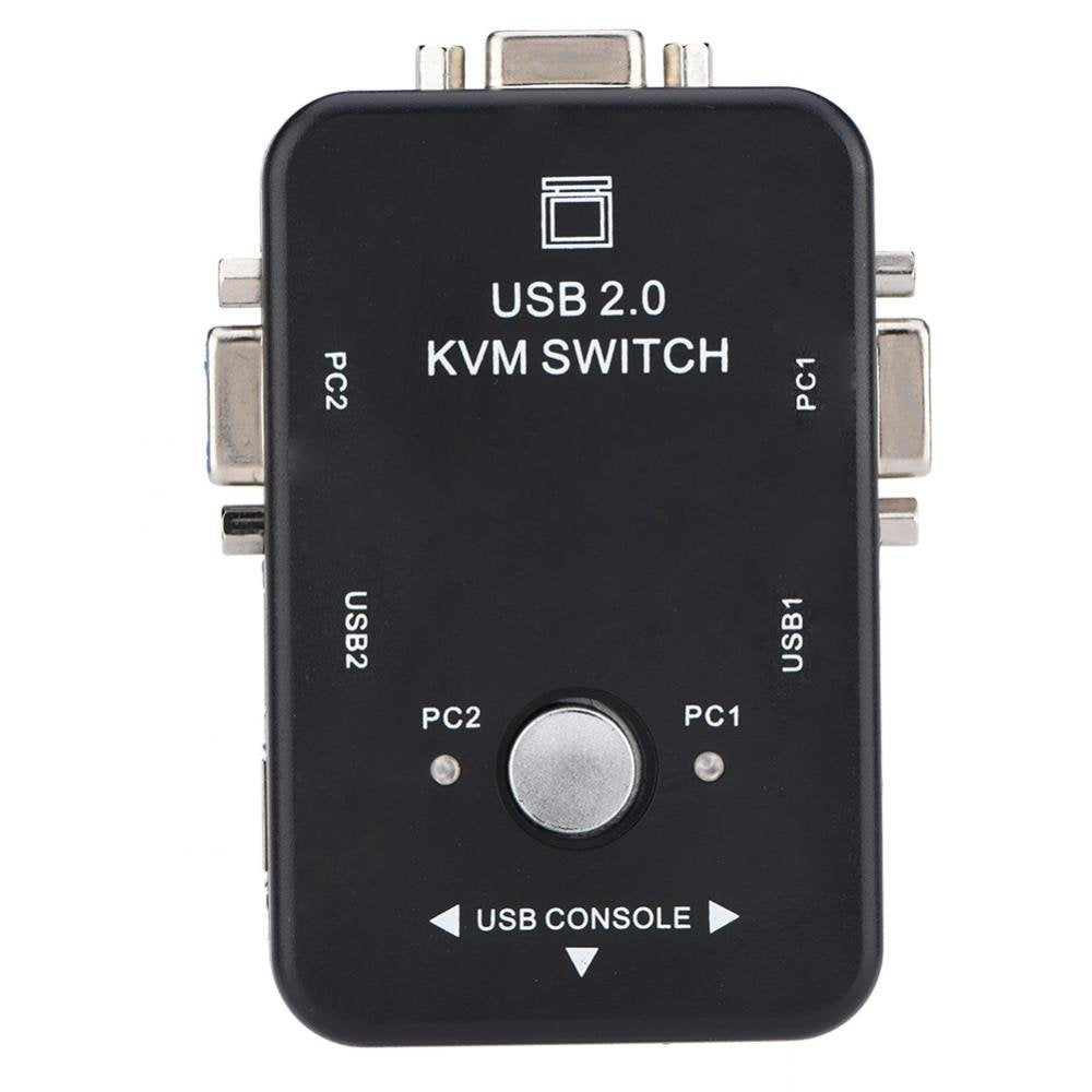 Fosa 2/4 Puertos Conmutador KVM VGA Conmutador Manual Adaptador de conmutador de Intercambio de Video USB 2.0 para Dos, Win3X, Win95 / 98 / 98SE / 2000 / ME/X(2 Puerto)