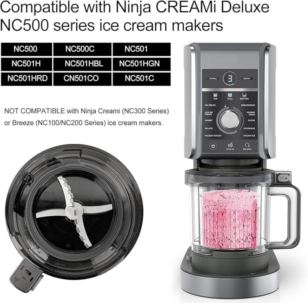 Cuchilla de repuesto compatible con fabricantes de helados Ninja Creami Deluxe NC500 Series, paleta de repuesto para ninja creami NC501 CN501CO NC500C NC501C NC501H plata de acero inoxidable