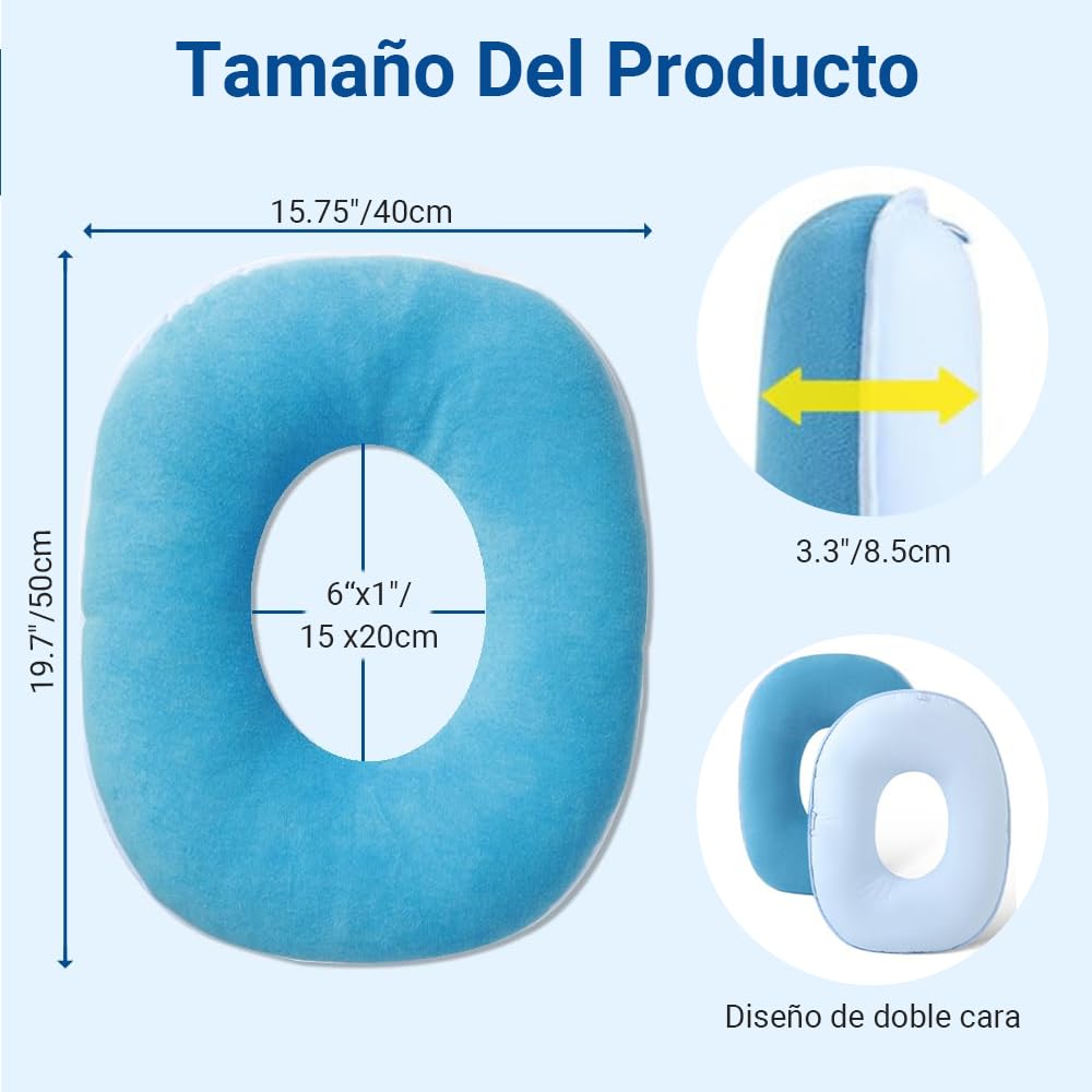 BILIBON Cojín para Hemorroides de Donut, Almohada para Silla de Ruedas, Diseño de Doble Cara de Seda Helada y Gamuza, Hueco y Transpirable, Alivia El Dolor De Espalda y Coxis, Hemorroides, Ciática