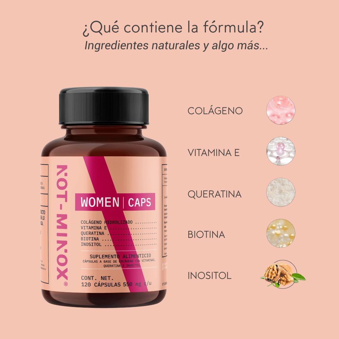 Cápsulas NOT-MINOX Colágeno Hidrolizado Crecimiento de Cabello para Mujer