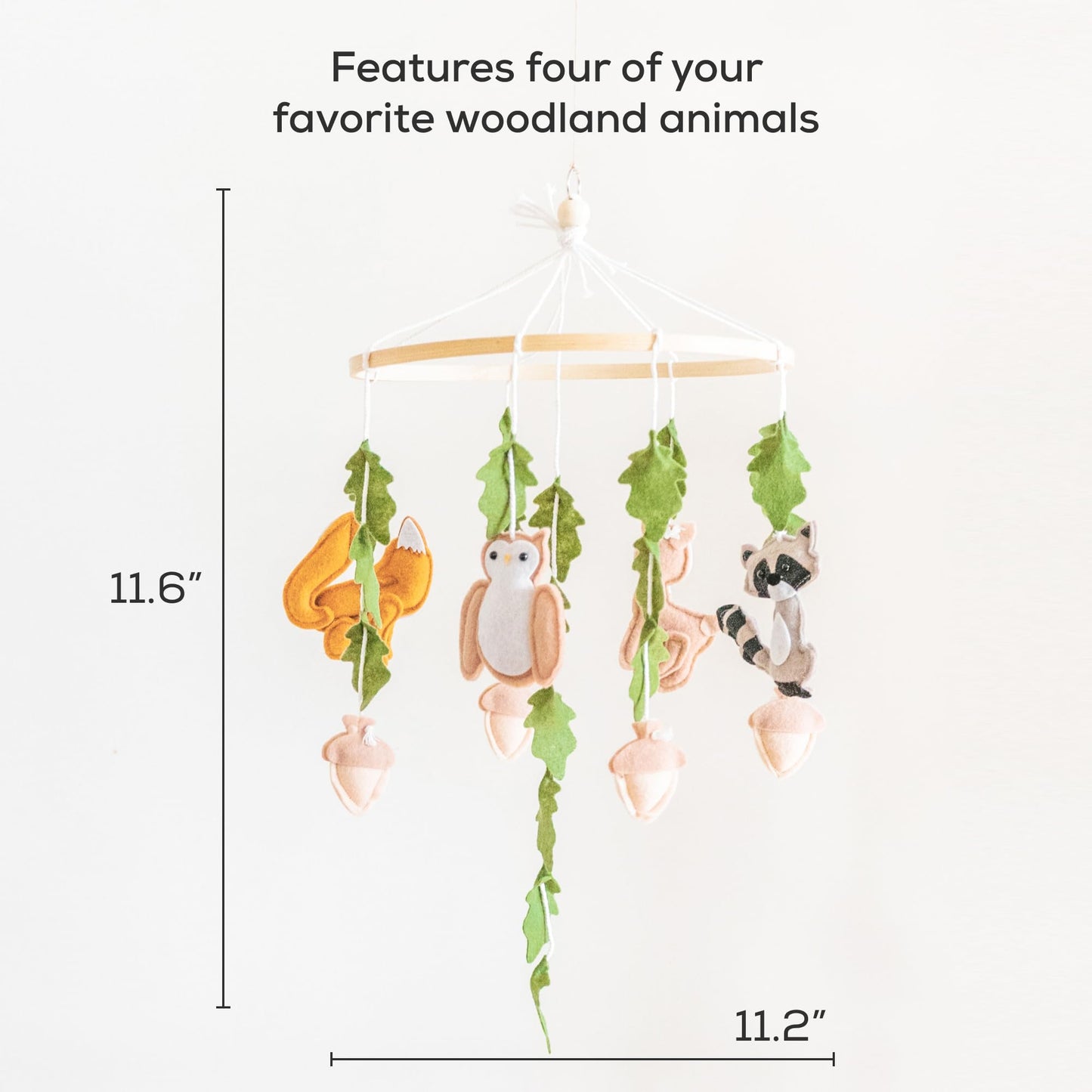 Woodland Mobile for Crib by First Landings - Baby Nursery Mobiles - Woodland Nursery Decor - Crib Mobile Baby Boys and Girls - Baby Mobile with Fox Decor - Forest Animals Woodlands Theme - Baby Gift