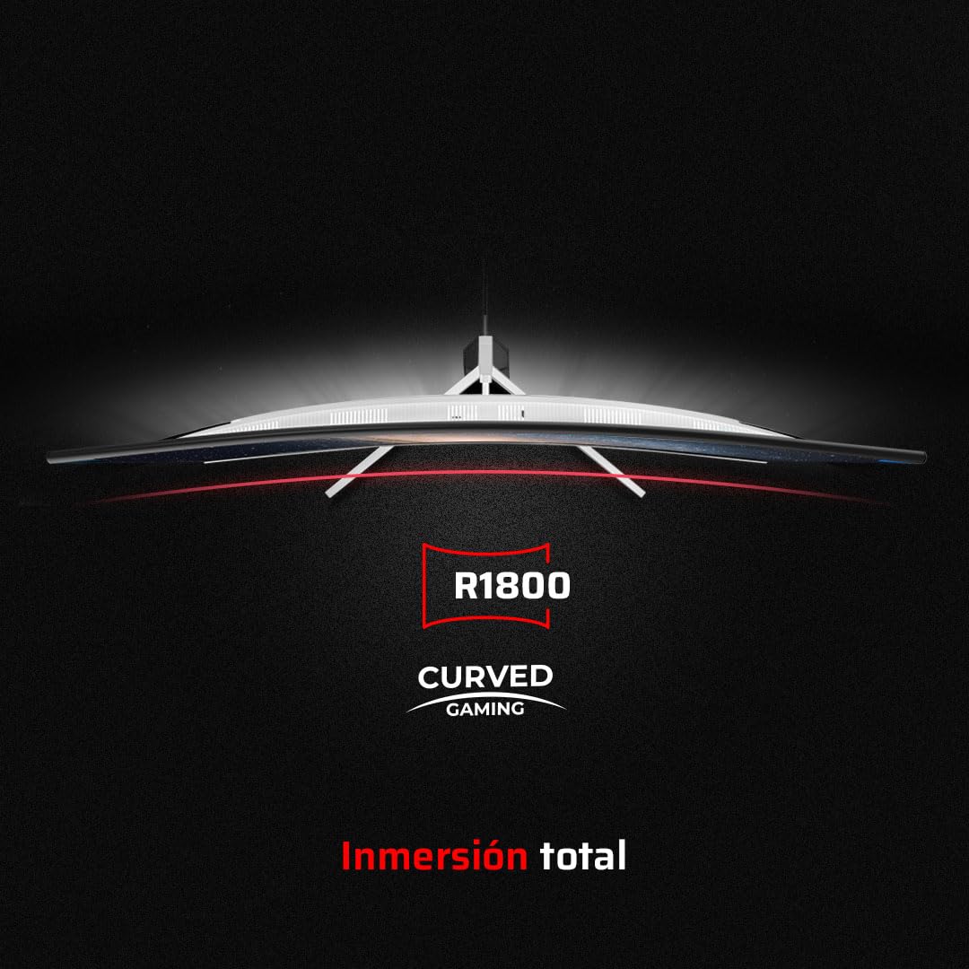 Balam Rush Andromeda Monitor Gamer Curvo MAG27Y, 27 Pulgadas, FHD, 180Hz, 1ms, VA, Pantalla Curva R1800, F-Sync, G-Sync, Flicker-Free, HDMI 2.1, DisplayPort 1.4 (Blanco)