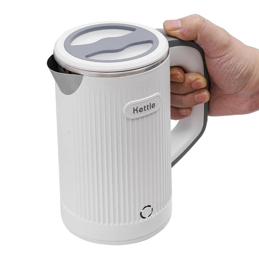 Tetera Eléctrica RYEWGRV Blanca Acero Inoxidable Portátil 0.8 L 600 W con Luz LED y Apagado Automático