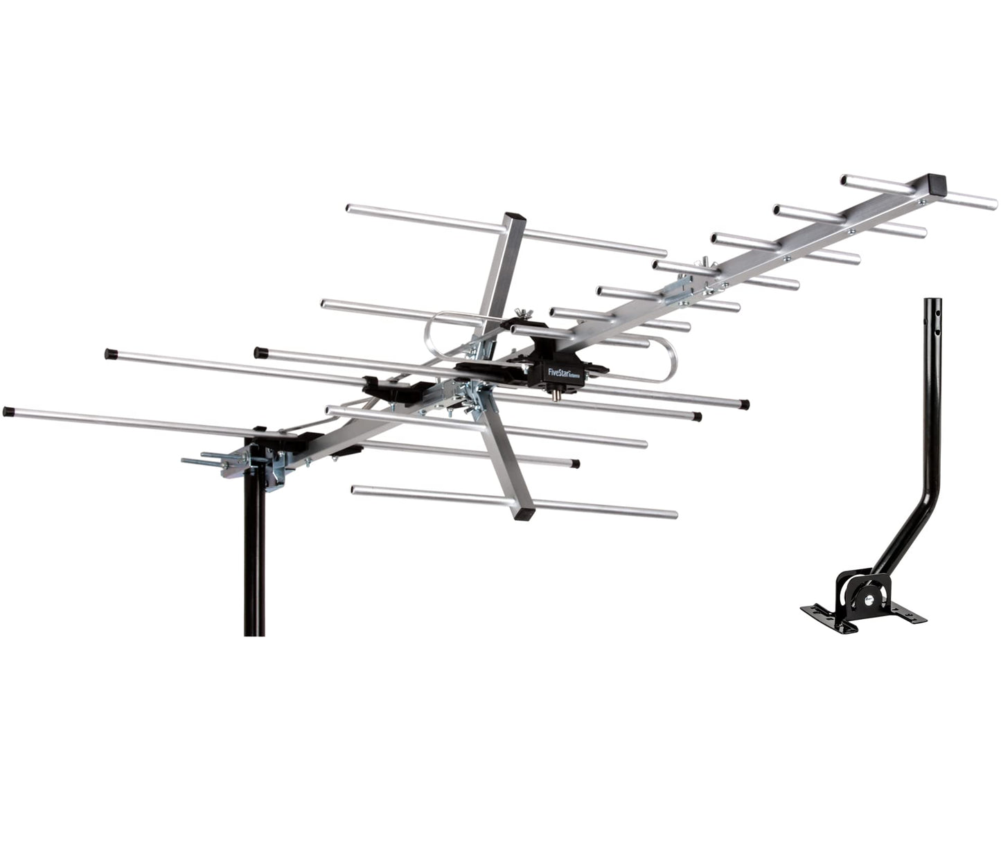 Five Star - Antena de TV para interiores y exteriores Yagi Satellite HD con hasta 200 millas de alcance - Antena de TV de montaje en ático o techo, antena digital OTA Radio/FM para 4K 1080P con poste