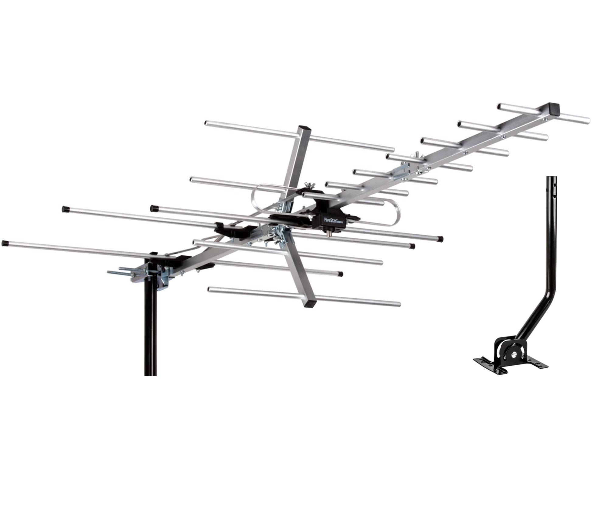 Five Star - Antena de TV para interiores y exteriores Yagi Satellite HD con hasta 200 millas de alcance - Antena de TV de montaje en ático o techo, antena digital OTA Radio/FM para 4K 1080P con poste