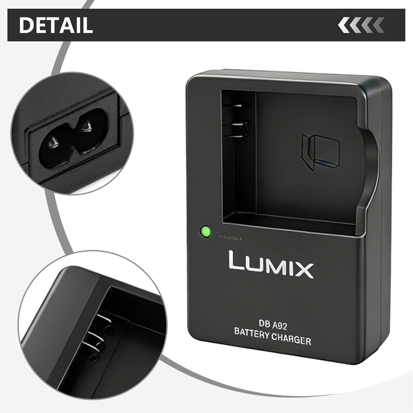 DE-A91 DE-A92 - Cargador de cámara compatible con Panasonic DE-A91BA BCK7 DMCF X78, DMCF X90, DMCFH24, DMCFH25, DMCFH27DMCTS25A, DMCTS25K, DMCTS25R, DMCTS25W, DMCFH2, DMCT FFFFFFFFMCFH6, DMCFH7 Fuente