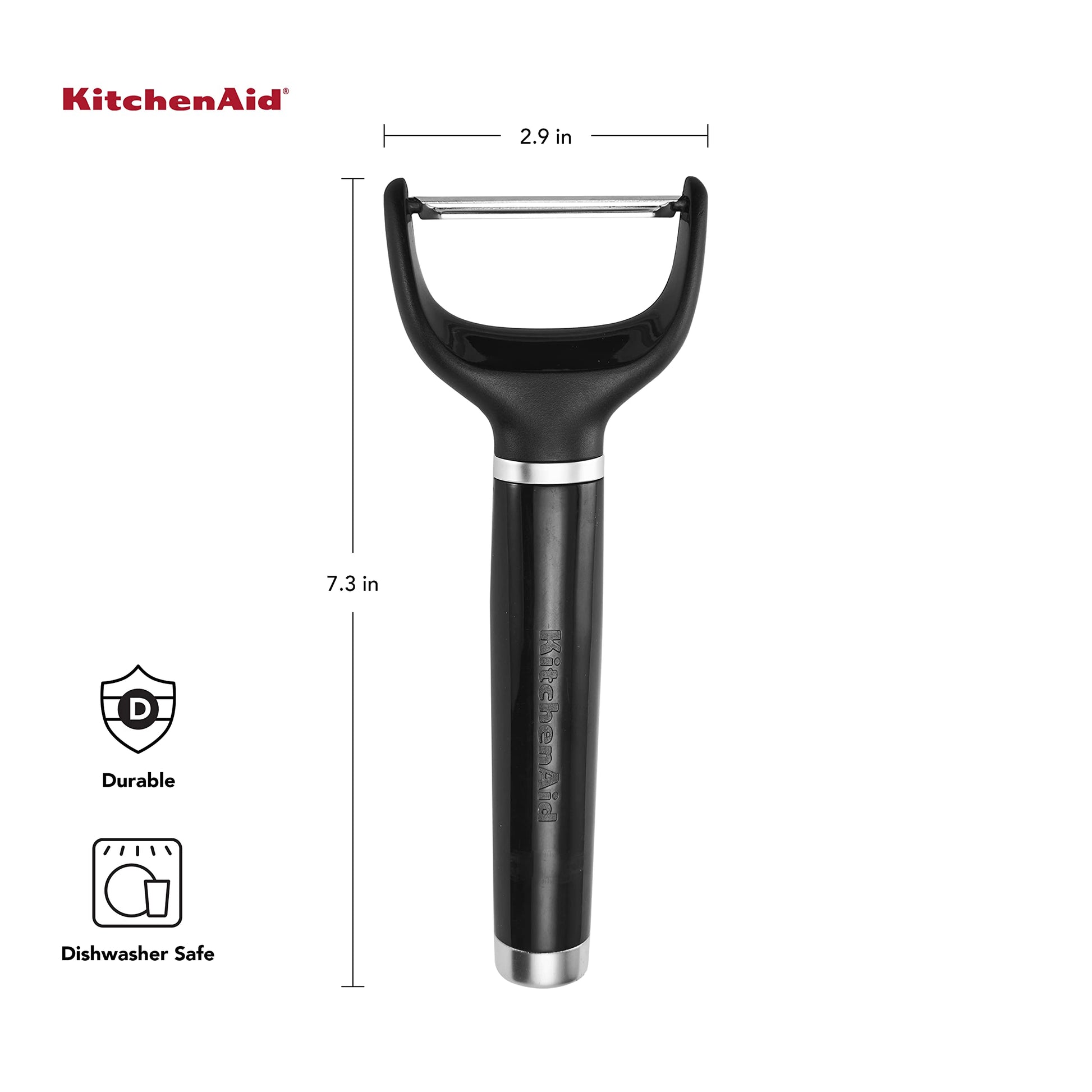 KitchenAid Pelador en Y con mango ergonómico y hoja de un solo filo, apto para lavaplatos con cubierta protectora