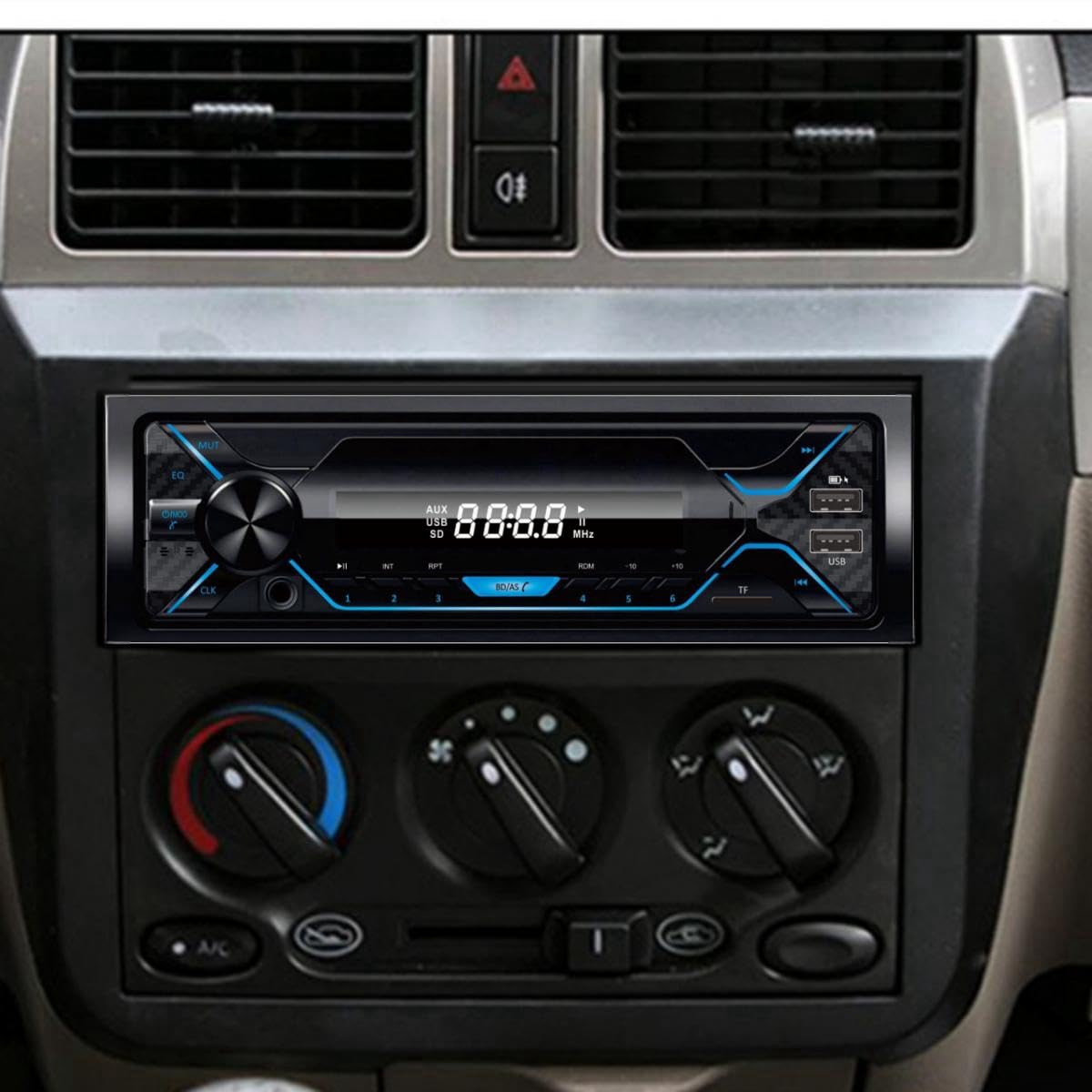 Auto Estereo Bluetooth MP3 Radio Reproductor Música De Coche Manos Libres FM SD Aux USB Luz Multicolores