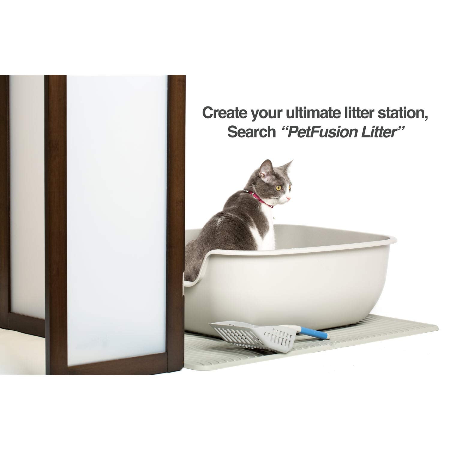 Caja de Arena Grande PetFusion Gris AntiAdherente para Mascotas