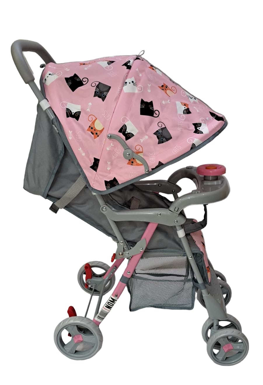 Carriola Plegable HAPY Gatitos Rosa Reclinable y Ligera para Bebé