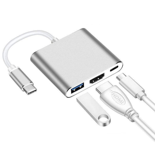 BOJOOM Adaptador USB C a HDMI, 3 en 1 Adaptador Tipo C Multipuerto USB C Hub con Salida HDMI 4K, Puerto USB 3.0 y Puerto de Carga USB-C Compatible con MacBook/iMac/Chromebook/Samsung/Projector/Laptop
