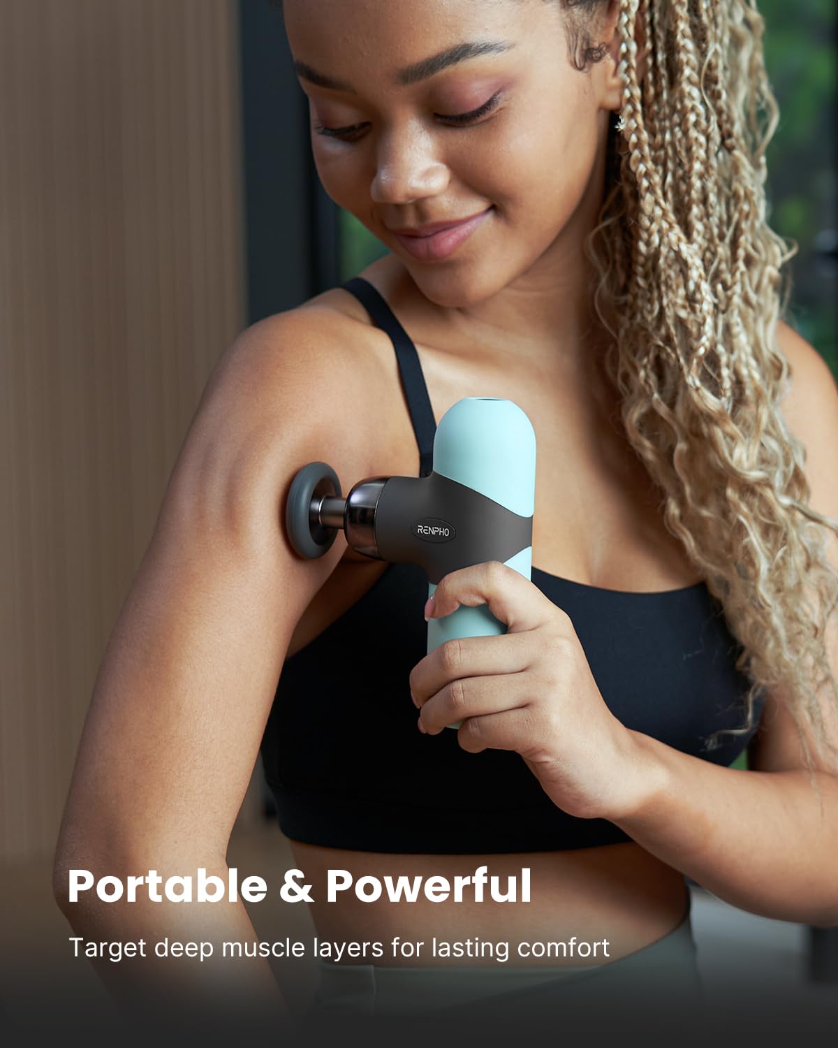 RENPHO Mini Pistola de Masaje con Calor, Pistola de Masaje Muscular de Percusión Portátil, Pequeño Masajeador de Mano de Viaje con Estuche de Transporte, Regalos para Hombres y Mujeres, Mini Thermal