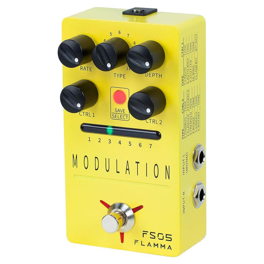 Pedal de Guitarra FLAMMA FS05 Estéreo con Múltiples Efectos de Modulación y True Bypass