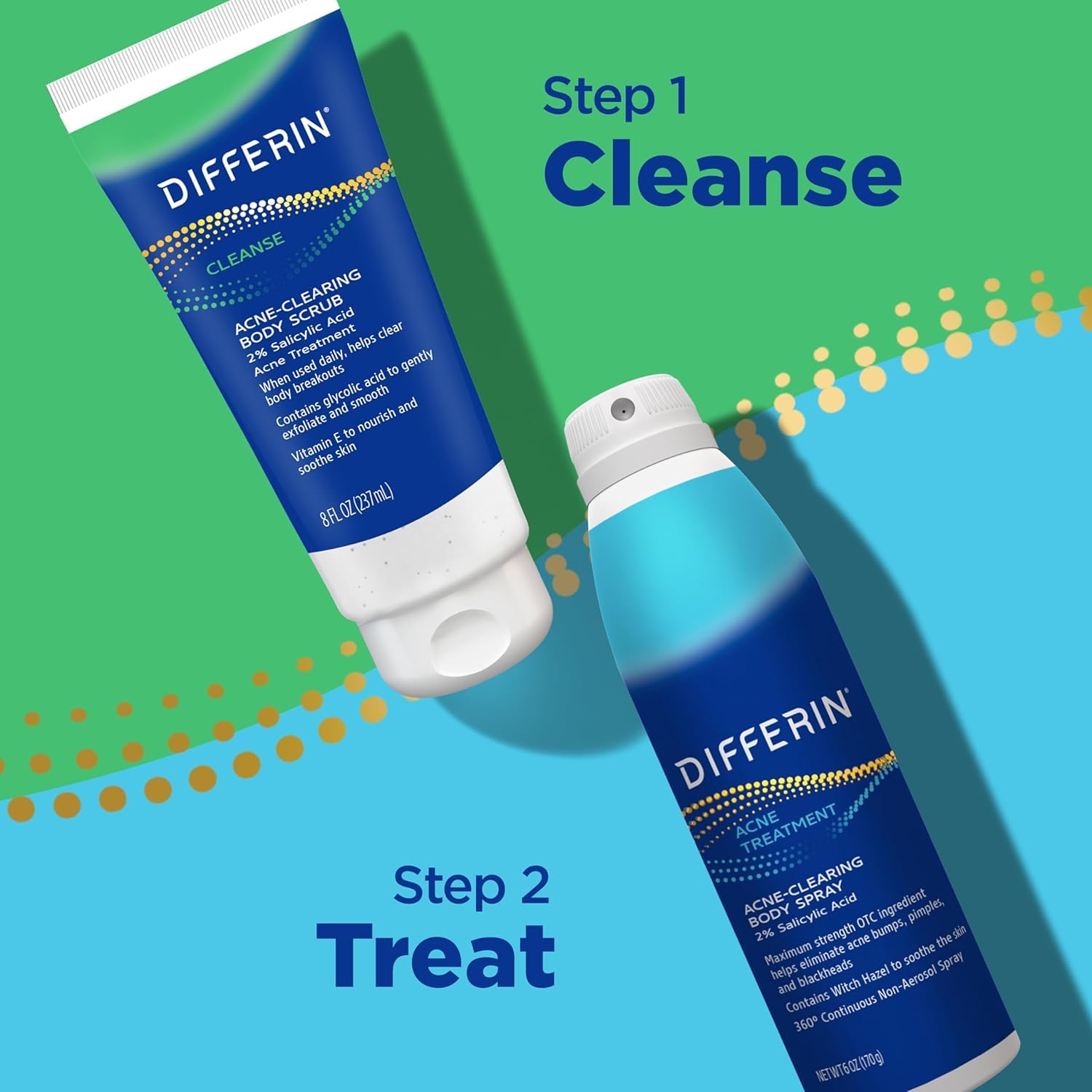 Differin Body Scrub with Salicylic Acid Acne Clearing Improves Tone and Texture Prone Skin on Back Shoulders and Chest, 8 Oz