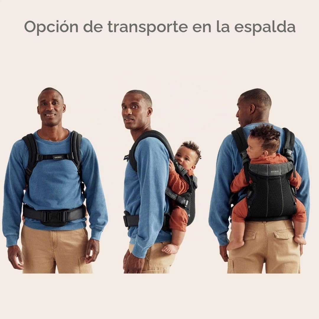 BabyBjörn Canguro Portabebé Harmony, Malla 3D, Negro | Ergonómico, para recién nacidos hasta los 3 años (3.2–15 kg), 4 posiciones, posición de piernas ajustable, suave y cómodo
