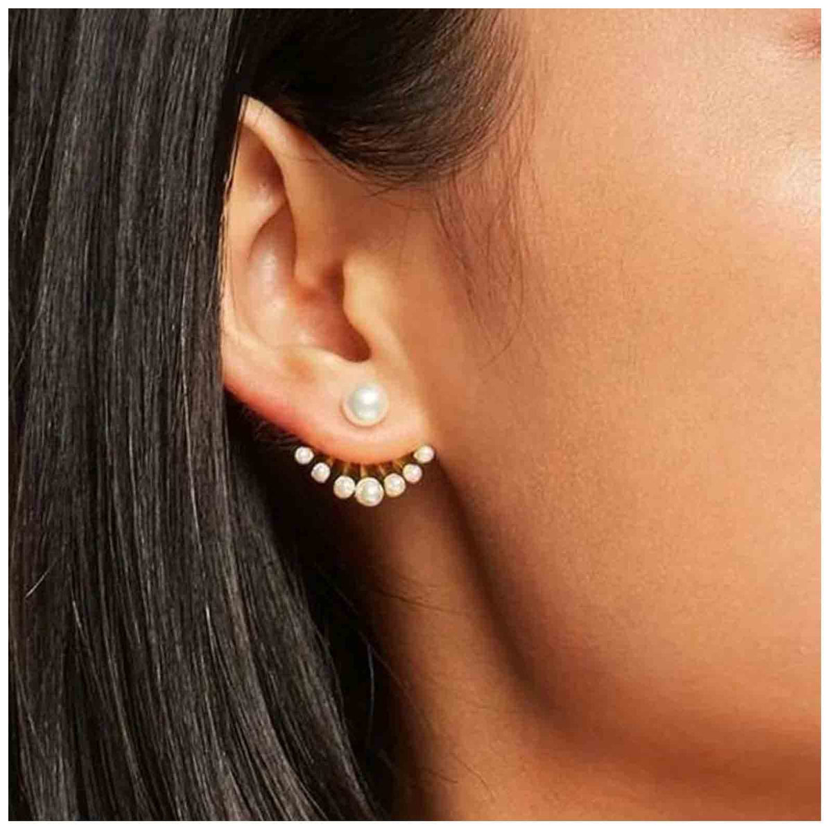 Yheakne Pendientes de Perlas Boho, Trepadores, con Perlas Blancas, Pendientes de Novia, Joyería para Mujeres y Niñas Regalos