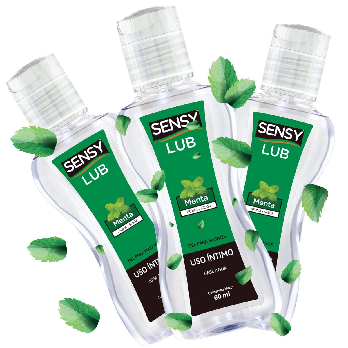Gel Lubricante Íntimo Sensylub Menta Pack de 3 Base Agua 60ml
