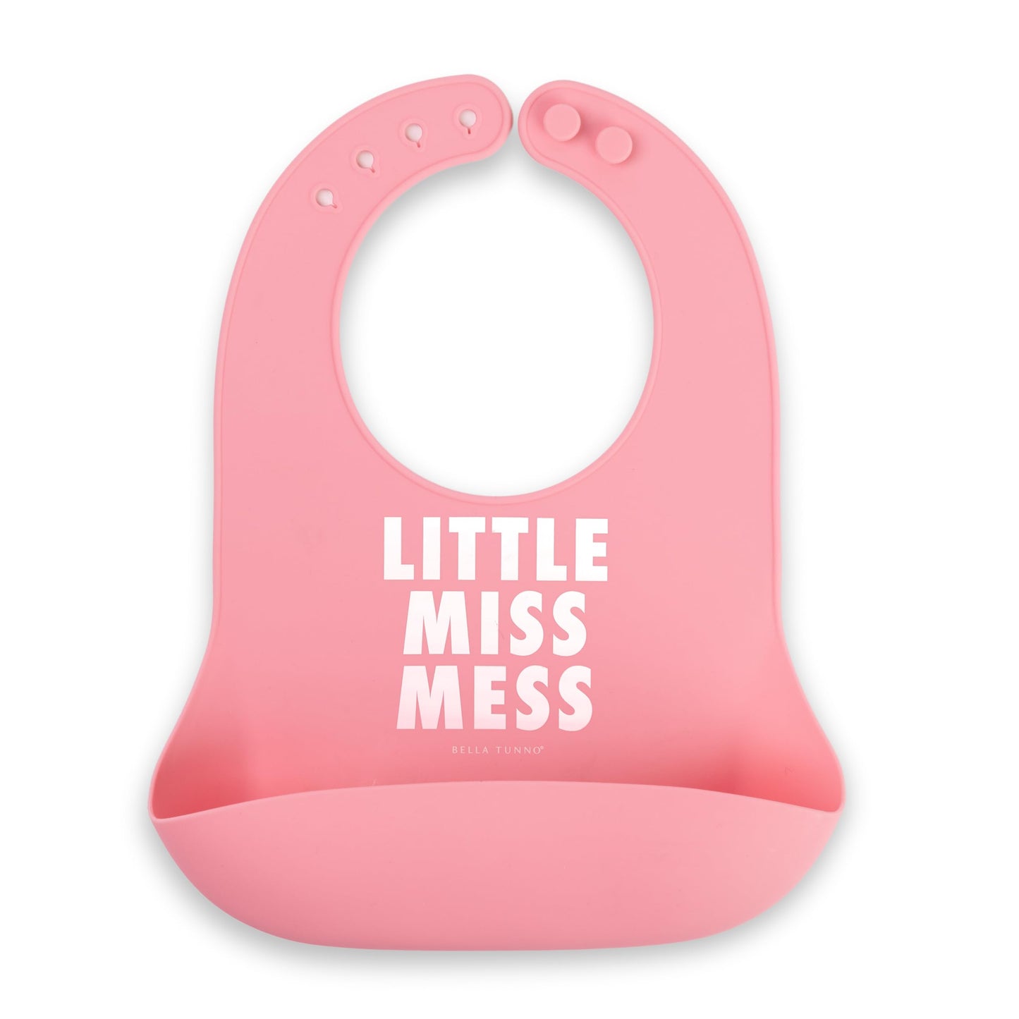 Bella Tunno - Babero de silicona impermeable con gran colector de alimentos, ajuste ajustable para bebés de 4 a 12 meses y niños pequeños de 1 a 3 años, niños y niñas, Little Miss Mess
