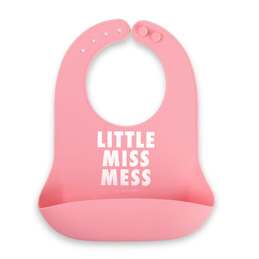 Babero de Silicona Bella Tunno Rosa con Gran Colector de Alimentos Little Miss Mess para Bebé y Niño/a