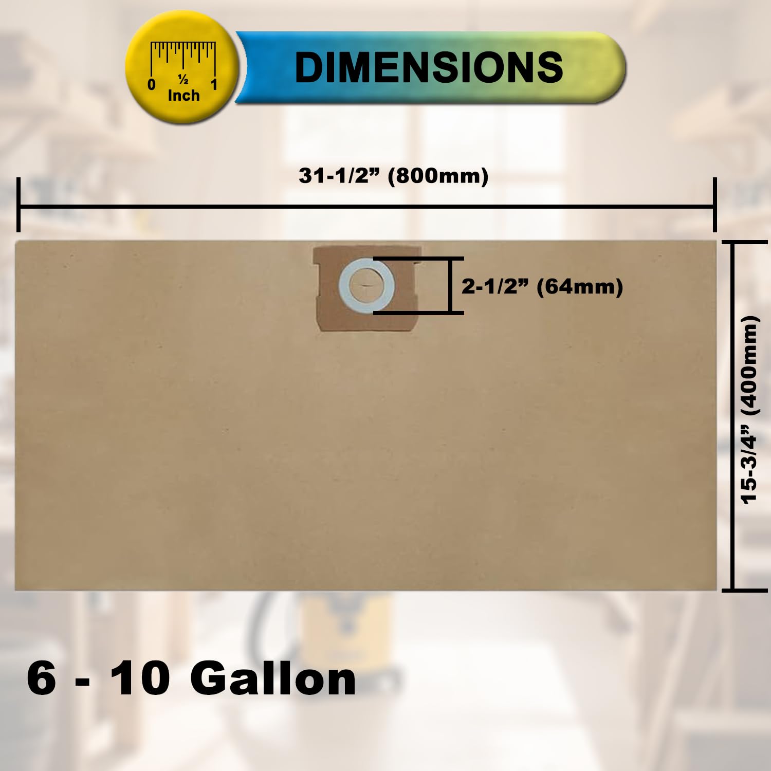 Puroom 3 bolsas de filtro de alta eficiencia para DeWalt de 6 a 10 galones y Vacmaster de 8 a 10 galones de aspiradora húmedo/seco – Parte # DeWalt DXVA19-4101 & VHBM