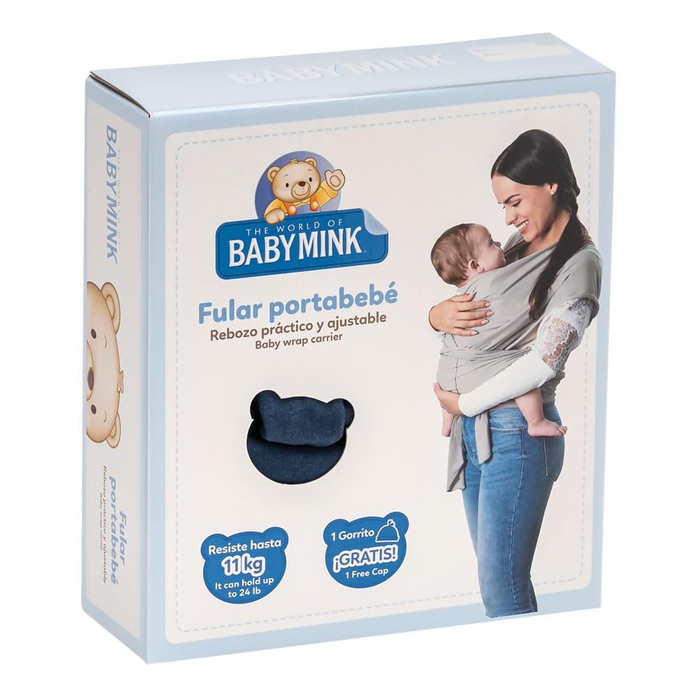 Baby Mink Fular Portabebé para Recién Nacido, Rebozo Ergonómico Suave para Cargar Bebé (Azul Marino)