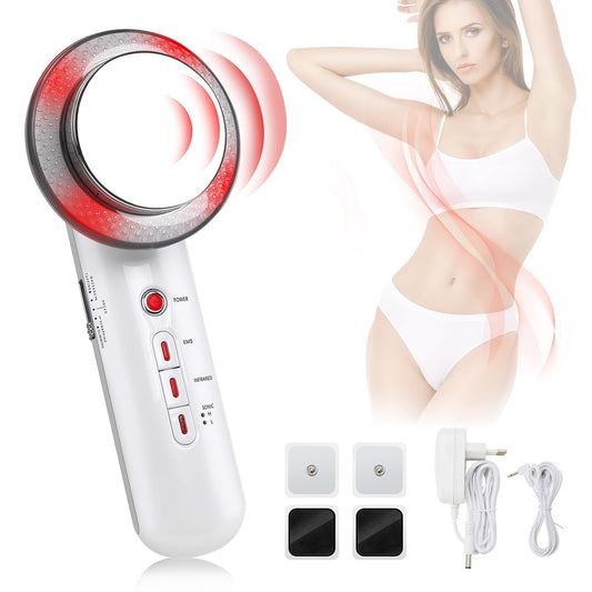 MXBEAUTY Masajeador electrico 3 en 1,Máquina ultrasónico Multifuncional,3 en 1 Máquina De Ultrasonido De Belleza Multifuncional,con Infrarrojo,para Brazo, Vientre, Cintura, Pierna