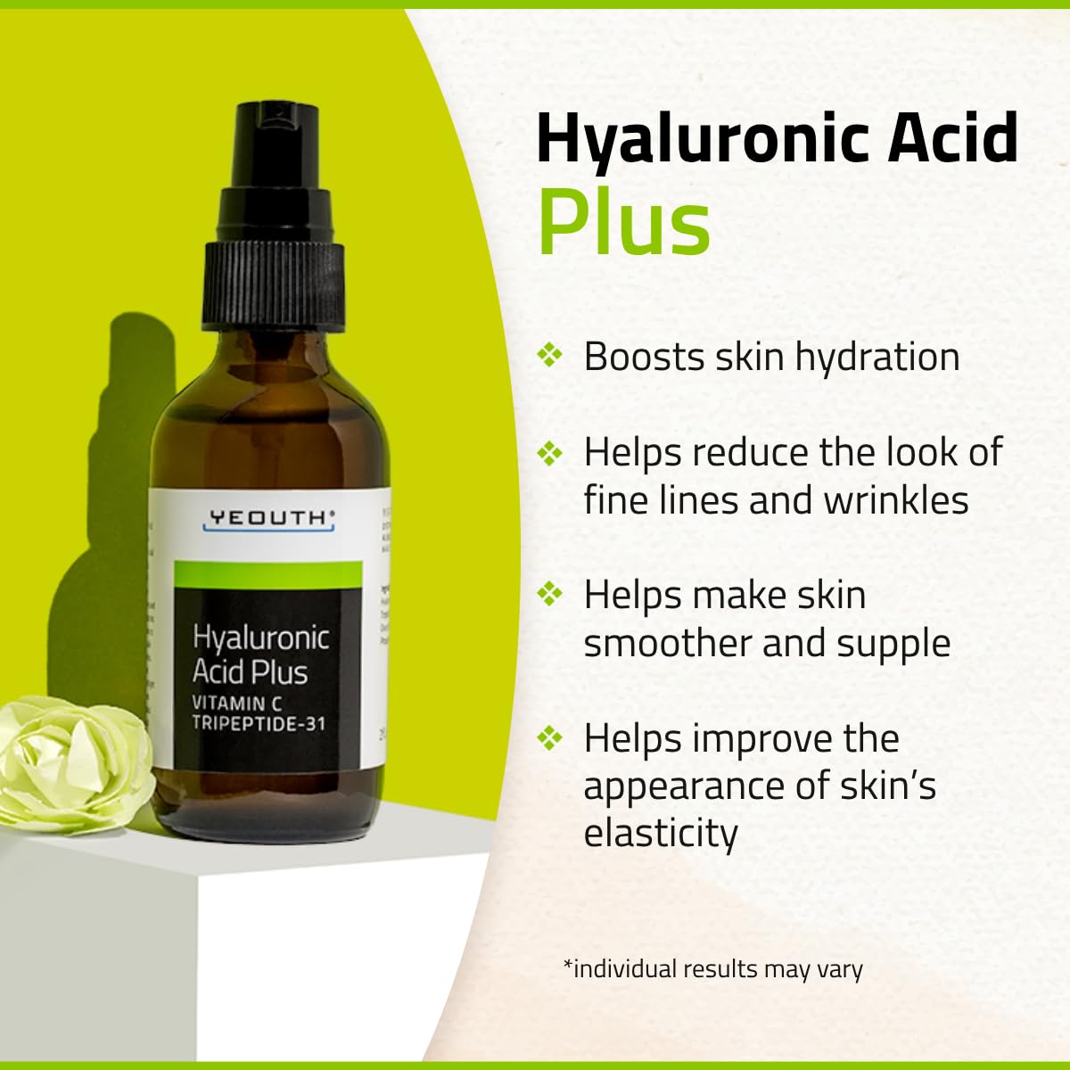 YEOUTH Serum Acido Hialuronico con Serum Vitamina C y Tripeptides, Ácido Hialurónico Cara para Hombres y Mujeres, Serum Facial para Arrugas, Puede Usar se con Retinol 30ml
