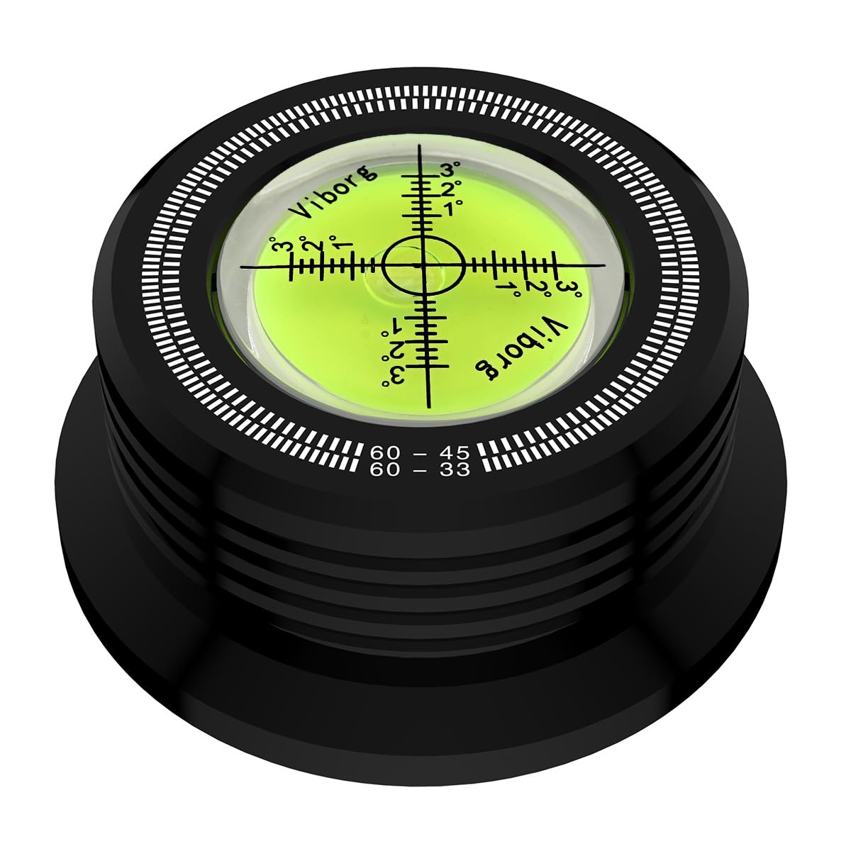 Estabilizador de Peso Viborg Negro con Nivel y Escala Estroboscópica para Fonógrafo