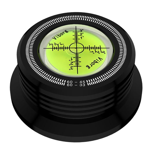 Estabilizador de Peso Viborg Negro con Nivel y Escala Estroboscópica para Fonógrafo