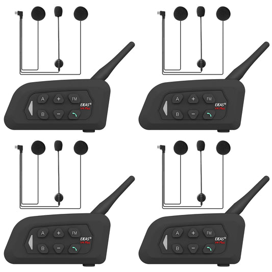 Sistema de Intercomunicador Bluetooth para Cascos de Motocicleta GaiRen V4 Plus Negro 4 Unidades