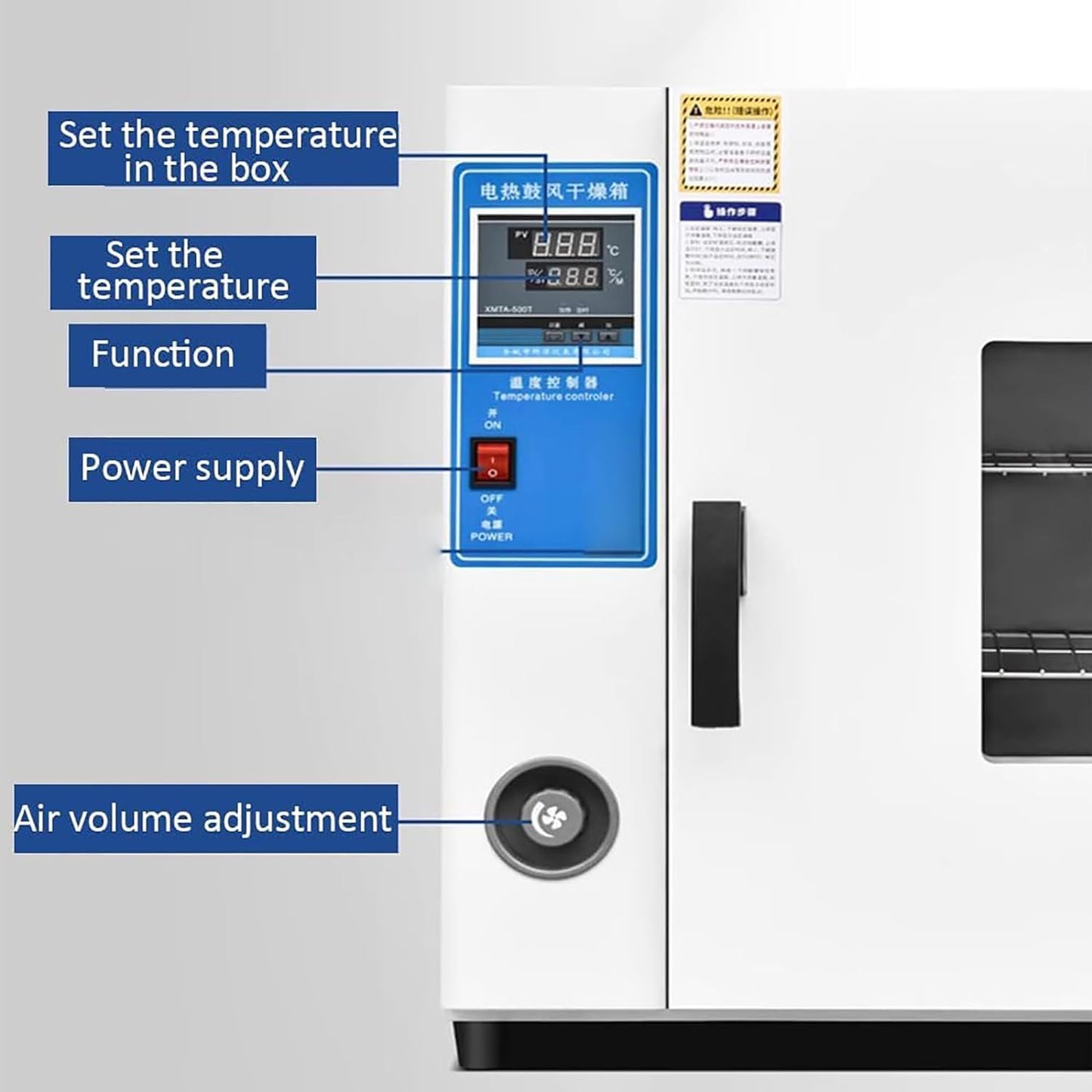 GOYOJO Lab Horno de secado por convección de aire forzado, horno de secado por ráfaga de temperatura constante de 43 L, acero inoxidable, con visualización LCD, RT+10 ~ 300 ℃, cavidad de acero