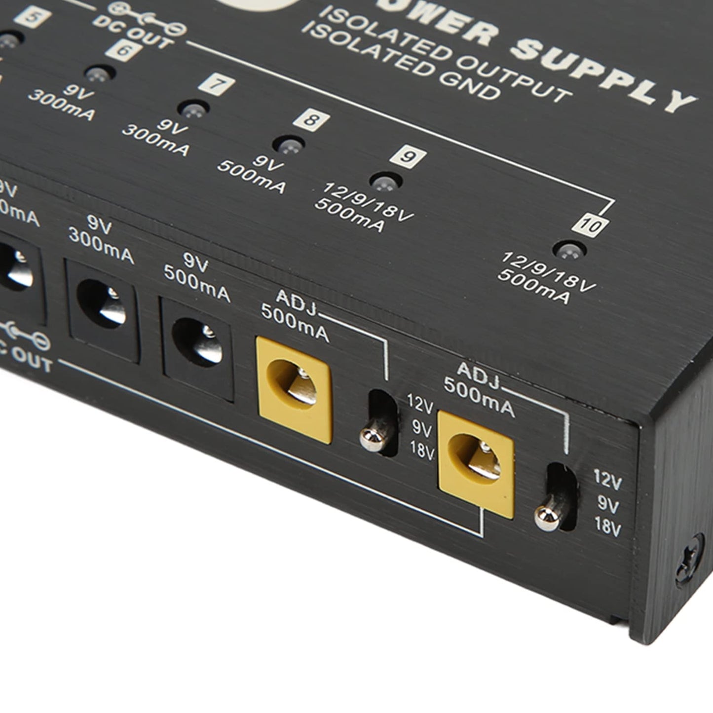 Fuente de Alimentación para Pedal de Guitarra LiebeWH, 10 Pedales de Guitarra de Salida Aislada, Potencia de Pedal de Efecto de Guitarra Múltiple con 2 Voltajes Ajustables(US Plug 100‑240V)