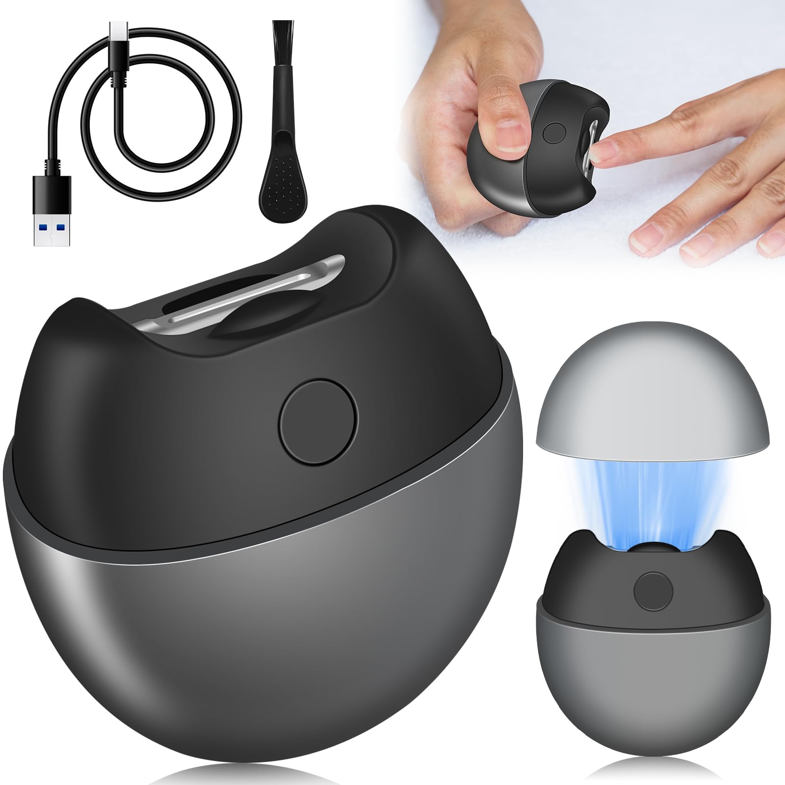 Yoiilifee Cortaúñas Eléctrico Automático Con Luz 2 Velocidades Recargable Por Usb Con Compartimento Para Restos De Uñas Y Tapa Magnética Seguro Para Bebés Niños Personas Mayores Y Adultos