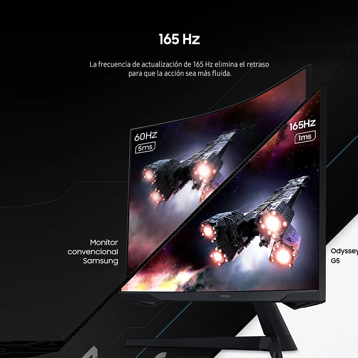 Monitor Gaming Samsung 27 Pulgadas Negro Curvo Odyssey G5 WQHD 144Hz