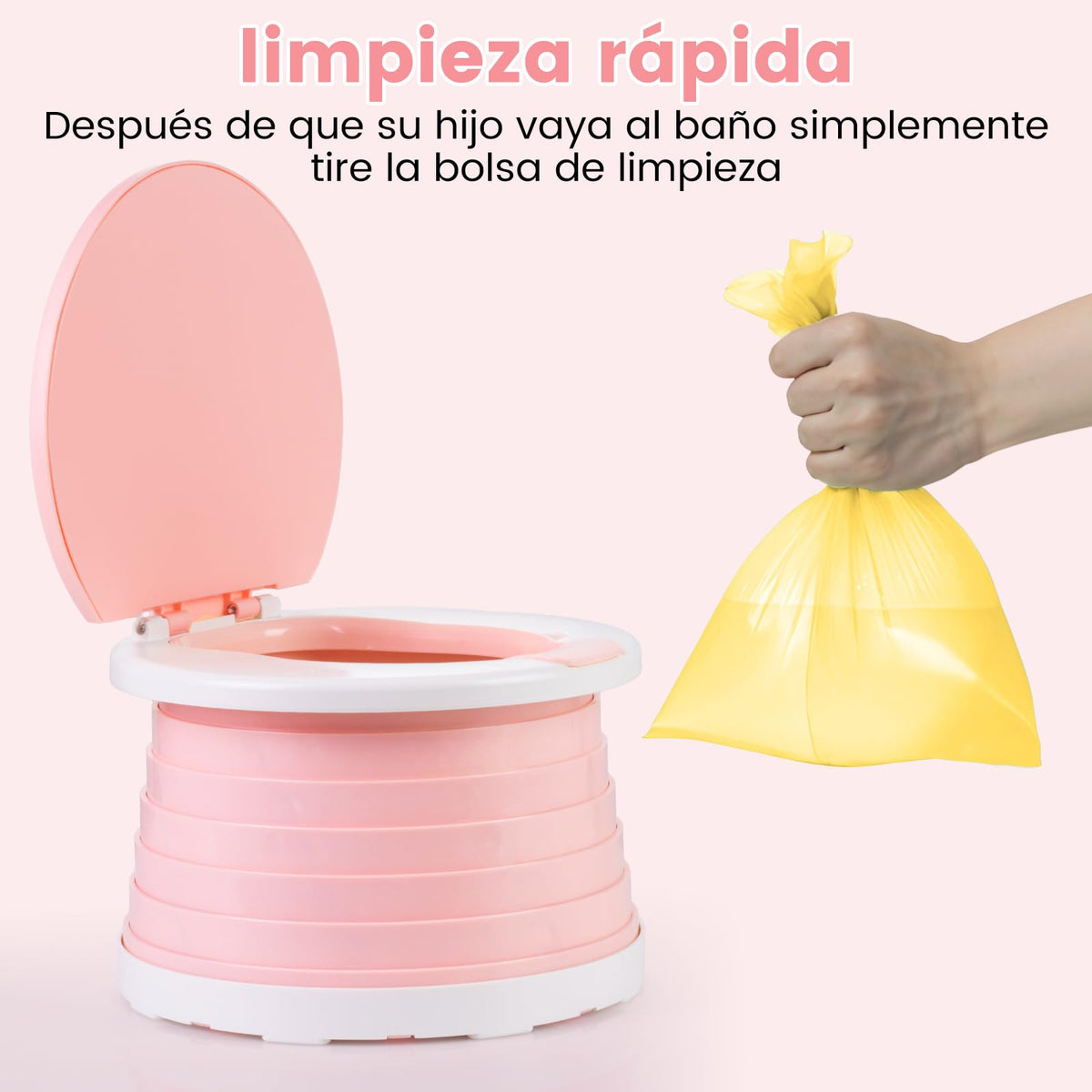 Orinal de Viaje Portatil para Ninos, Asiento Entrenador Bano para Ninos, orinal Plegable para Ninas con 60 Bolsa deAlmacenamiento, Portatil comoda de Emergencia para Viajes, Camping, InterioryExterior