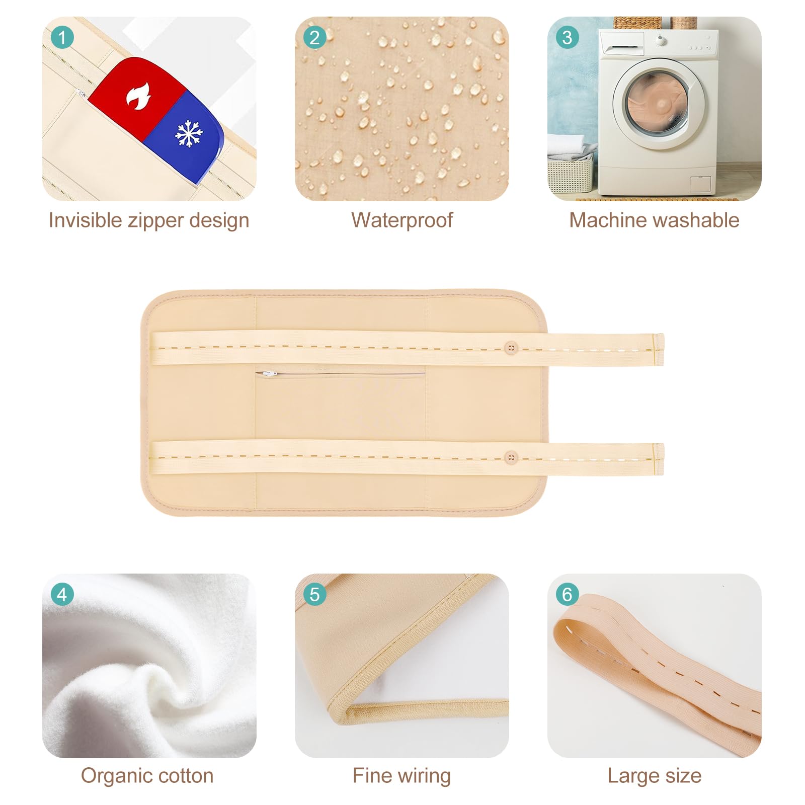 YHOVID Paquete De 6 Pzas De Aceite De Ricino Envoltura De Algodón Orgánico Para Detox Hígado, Estómago, Vientre, Cuello, Pecho Y Cuerpo Completo, Kit De Almohadillas Reutilizables Para Compr