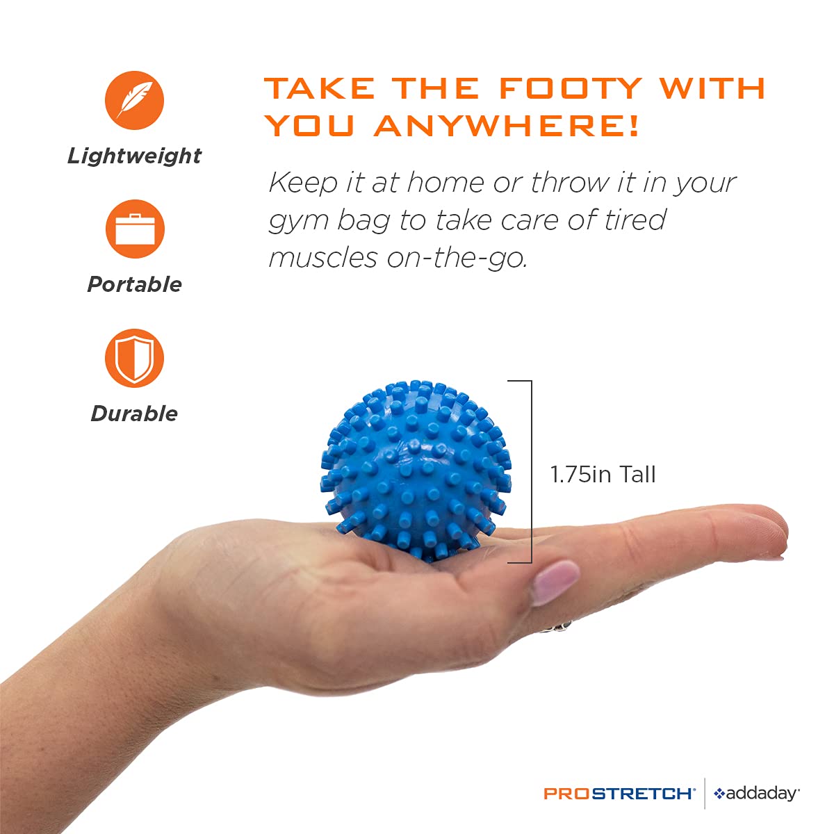 Bola de Masaje ProStretch Addaday Azul con Textura para Alivio de Fascitis Plantar