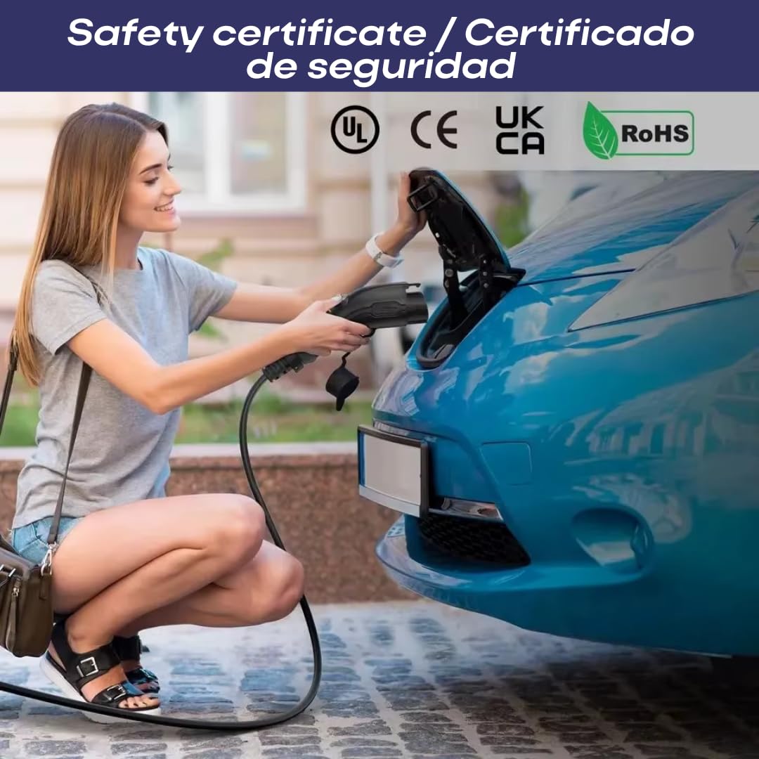 Adaptador NACS a J1772 Multzo Negro Compacto y Portátil para Vehículos Eléctricos