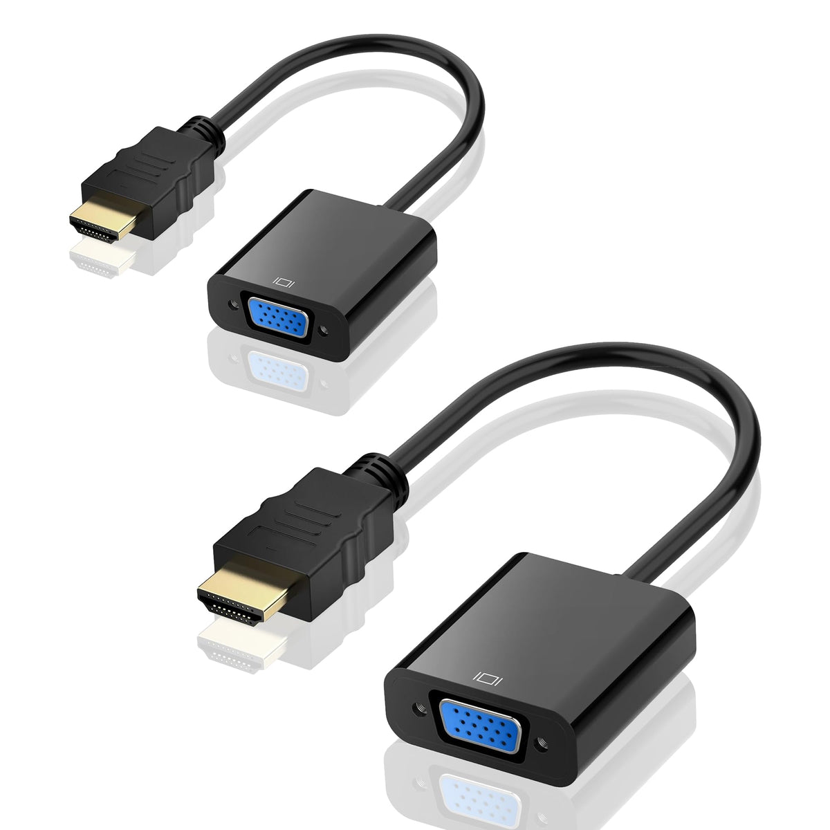 Adaptador HDMI a VGA HOYAWU Chapado en Oro Unidireccional Paquete de 2 Unidades para Monitor y Computadora