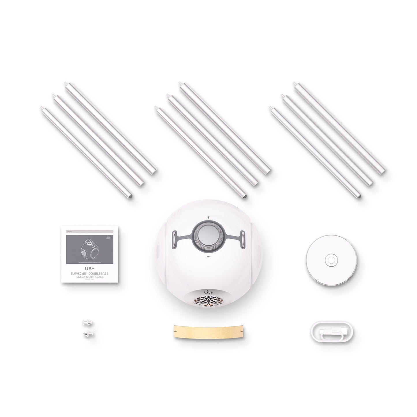 UB+ dB1 - Altavoz Bluetooth impermeable blanco | Altavoces portátiles con sonido Hi-Fi de 40 W, graves profundos, 20 horas de reproducción, resistente al agua IPX5 y TWS (blanco brillante)