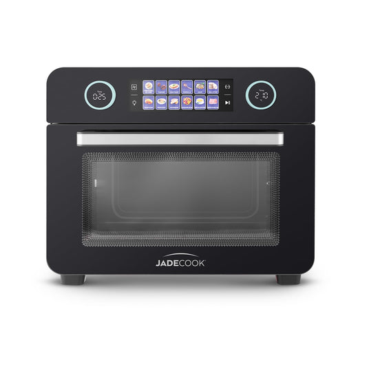 Horno Digital con Freidora de Aire 25L Jade Cook, 6 accesorios y 12 Modos Inteligentes, Parrilla, Hornear, Tostar, Rostizar, Gratinar, Deshidratar, Recalentar, Descongelar, Asar, Galletas, Pescado