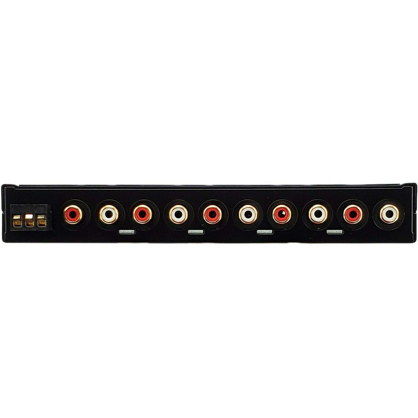 Gravity EQ15 1/2 DIN Cinco bandas de ecualización de audio para coche EQ frontal, control de volumen trasero + maestro con hasta 9 voltios RMS de salida/tres salidas RCA estéreo