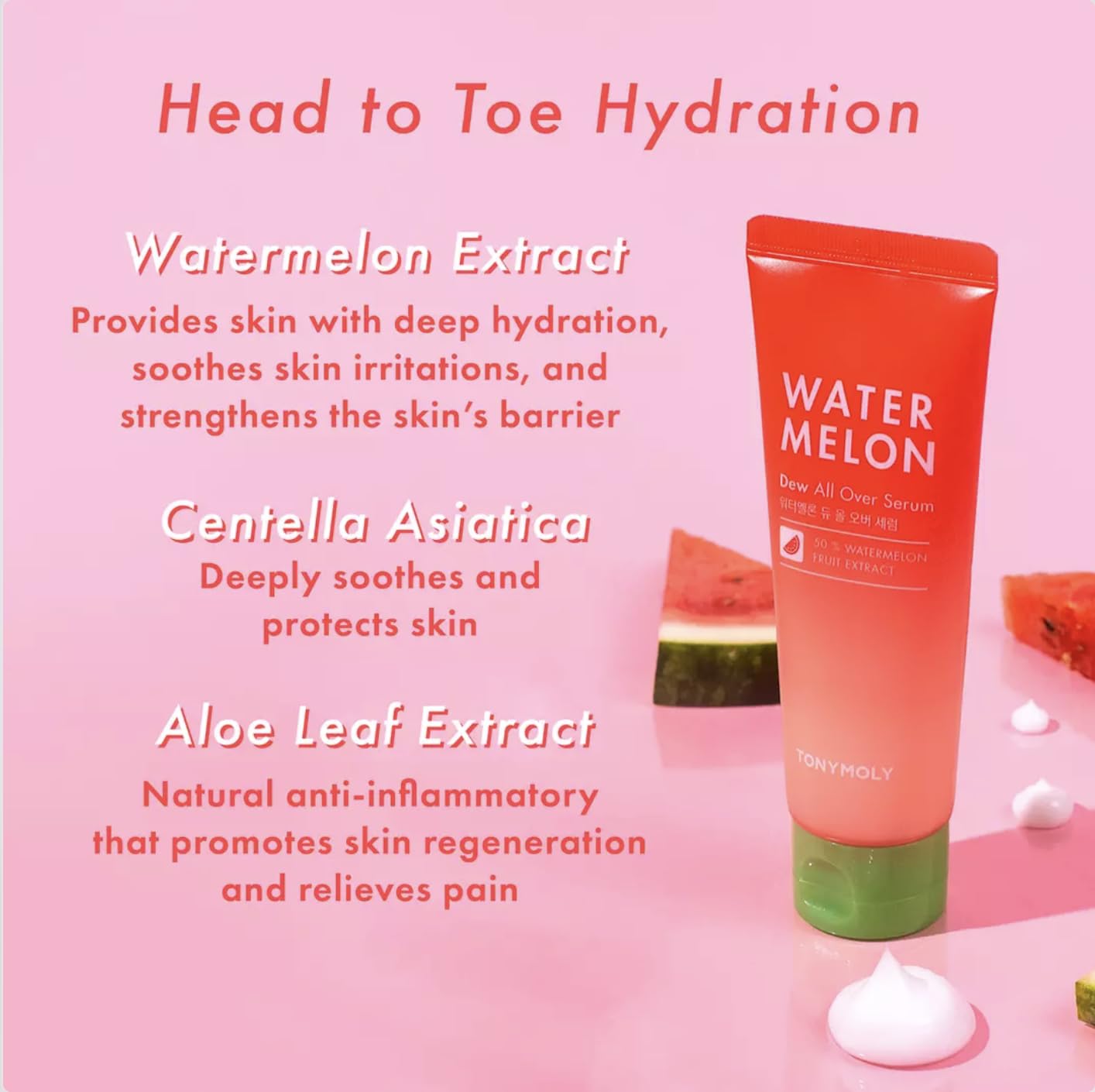 TONYMOLY Watermelon Dew All Over Serum, rosa, 1 unidad (paquete de 1)