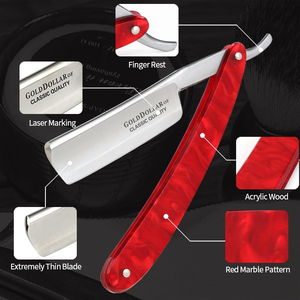 Gold Dollar Acylic shaving cut throat razor straight razor without stablizer