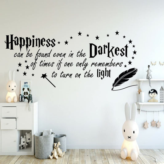 Calcomanía Decorativa Wall Quote Happiness Blanco para Habitación de Niños