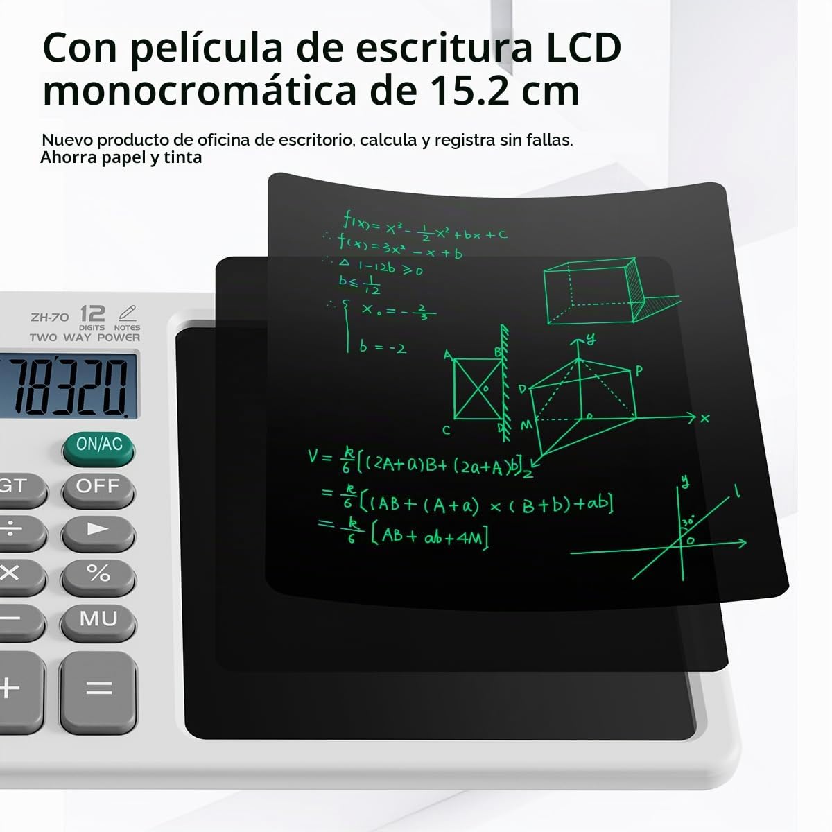 Calculadora de Escritorio DPEDUAI Blanco con Tablero de Notas LCD de 12 Dígitos y 2 Lápices Ópticos Integrados