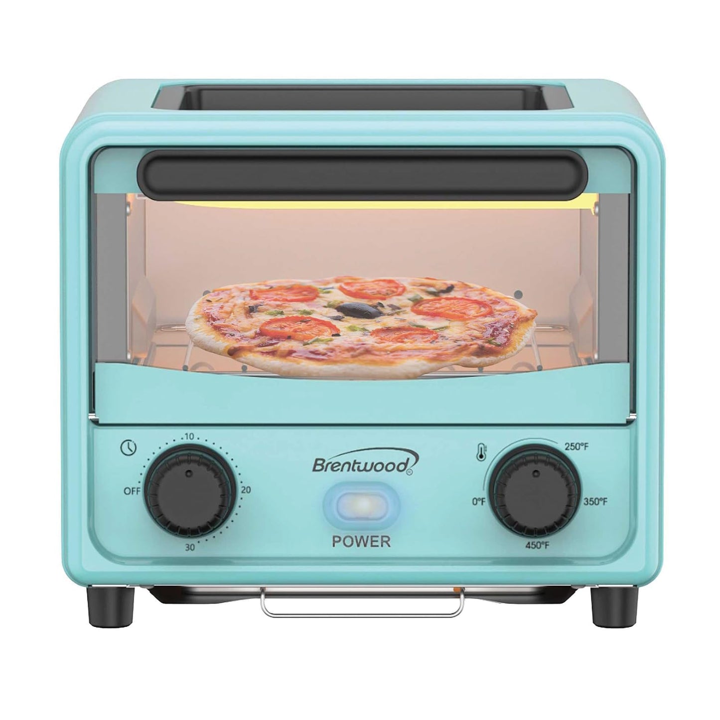 BRENTWOOD TS-3430BL Mini horno tostador de acero inoxidable de 500 W, 3 litros, azul