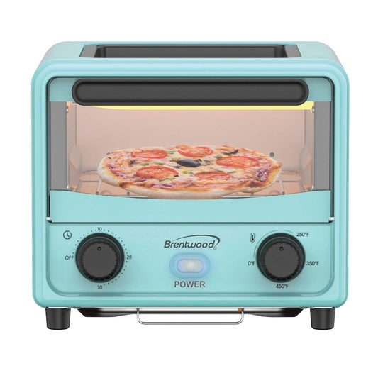BRENTWOOD TS-3430BL Mini horno tostador de acero inoxidable de 500 W, 3 litros, azul